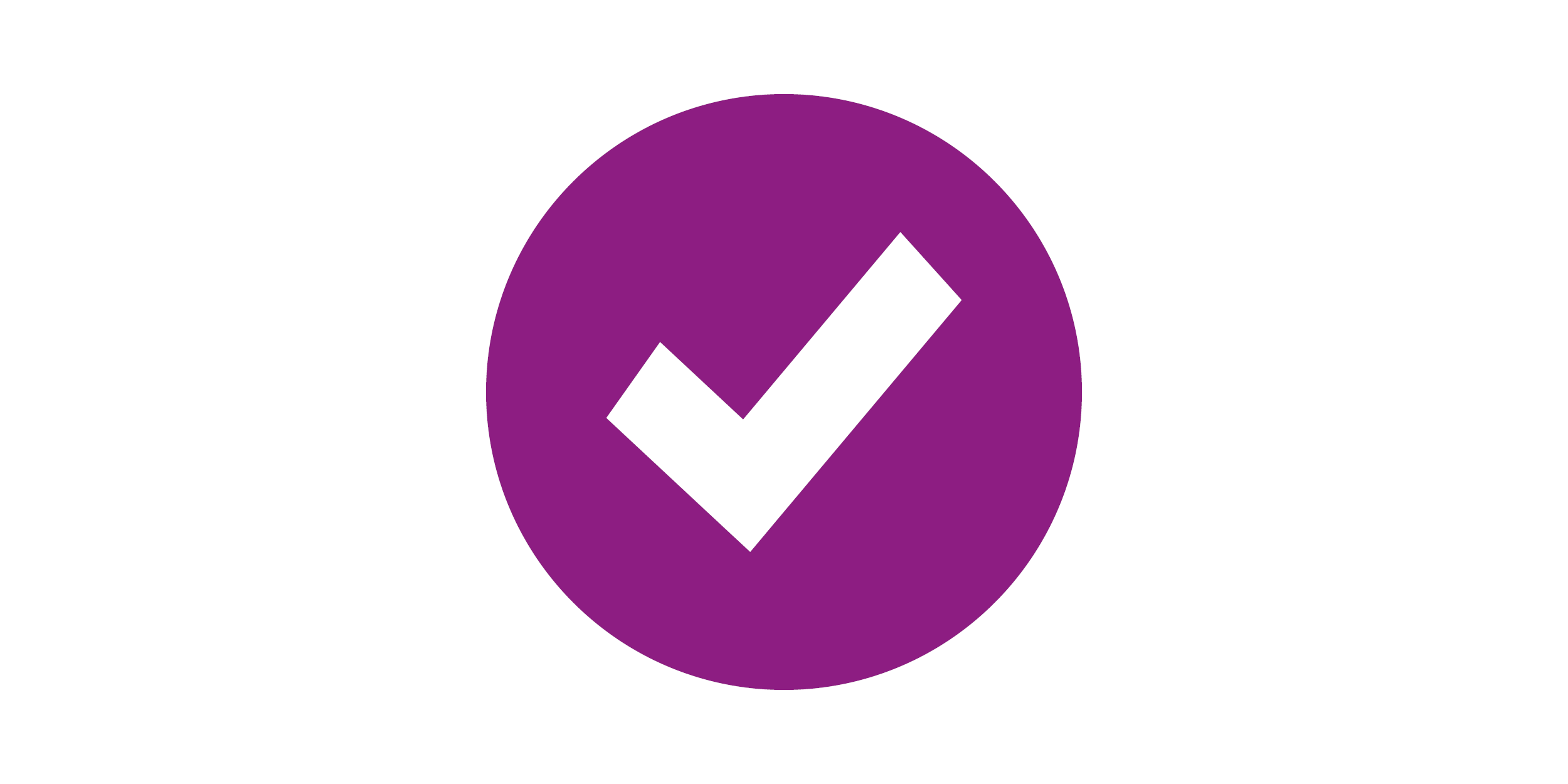 Icon of a white tick on a purple background